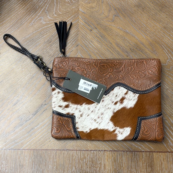 Myra Bag Brown and White Clutch - Picture 2 of 5